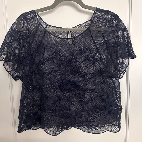 Vanessa Virginia Navy Lace Blouse - Picture 2 of 5